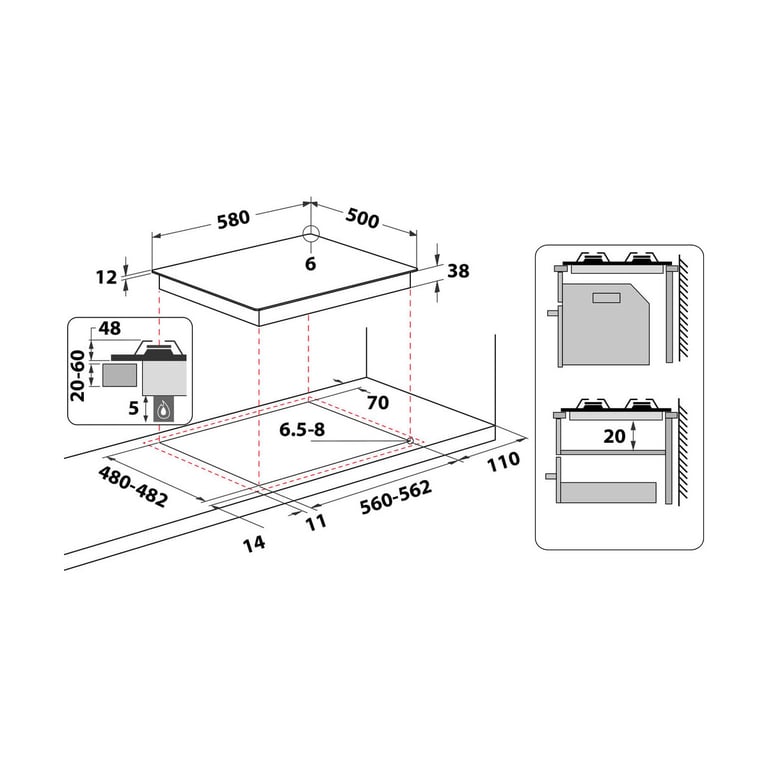 Plaque De Cuisson Gaz Whirlpool AKM 268 IX – 4 Brûleurs Acier Inoxydable - vue 3