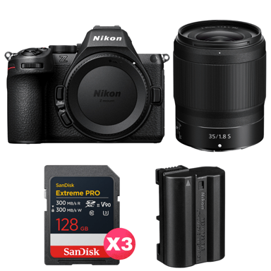 Cámara híbrida Nikon Z5 II + 35mm f/1.8 S + 3 SanDisk 128GB Extreme PRO UHS-II + 2 Nikon EN-EL15c + Ebook ''20 consejos para fotos que impactan''