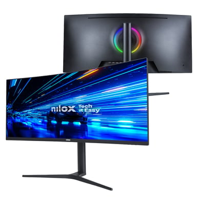 Nilox MONITOR 34'' NXM344KD11 ULTRAWIDE 4K CURVO 144HZ 2HDMI 2DP 1MS MMDIA pantalla para PC 86,4 cm (34'') 3440 x 1440 Pixeles UltraWide Quad HD LED Negro