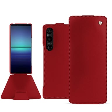 Funda de piel Sony Xperia 1 V - Solapa vertical - Rojo - Piel lisa