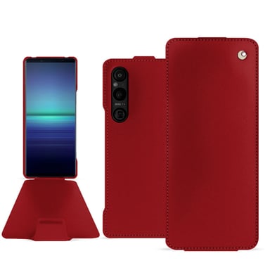 Housse cuir Sony Xperia 1 V -  - Rouge - Cuir lisse