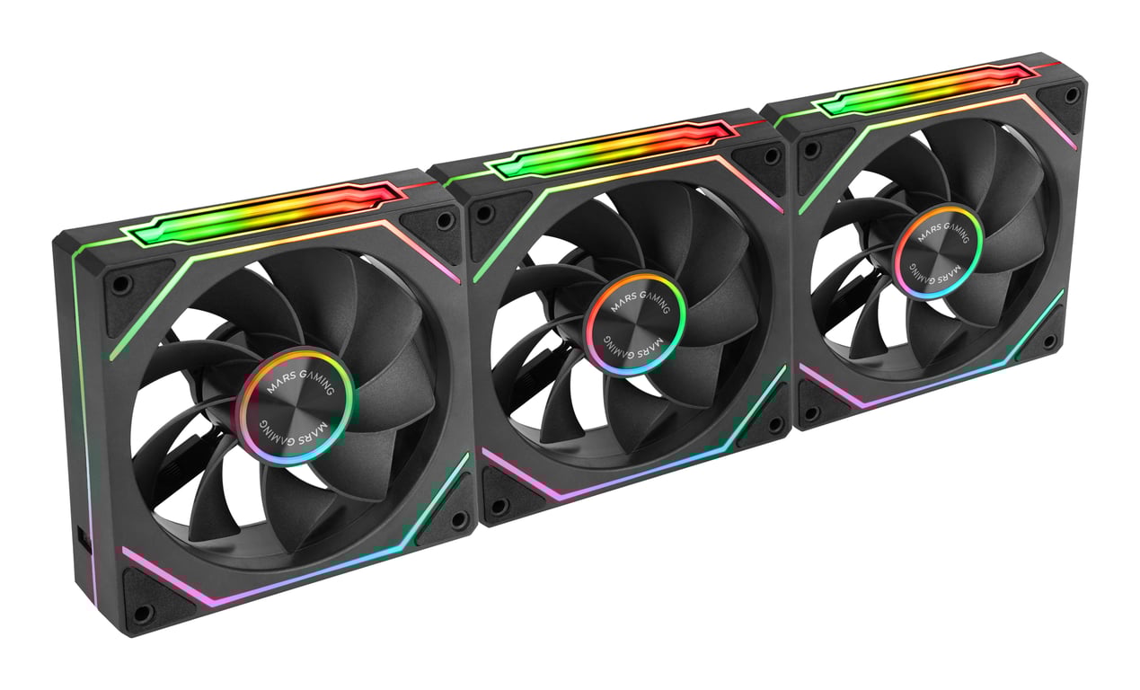 Ventilador suplementario Mars Gaming MF LINKFINITYKIT2R 120mm 1800RPM Infinity Mirror ARGB PWM - vue 3
