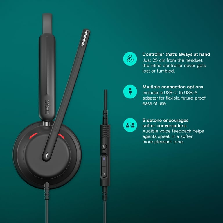 Casque Filaire EPOS IMPACT 760T – Micro Anti-Bruit, Certifié Microsoft Teams, USB-C - vue 3