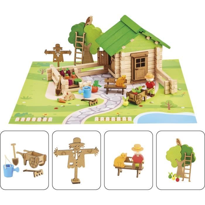 Jeu de Construction Maison et Jardin JEUJURA Bois Naturel 135 Pièces - vue 5
