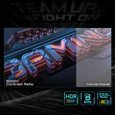 GIGABYTE GS27QCA 27'' Moniteur Gaming Incurvé QHD - 2560 x 1440, 180Hz, 1ms, 250 cd/m², FreeSync, HDR Ready, HDMI 2.0, DisplayPort 1.4