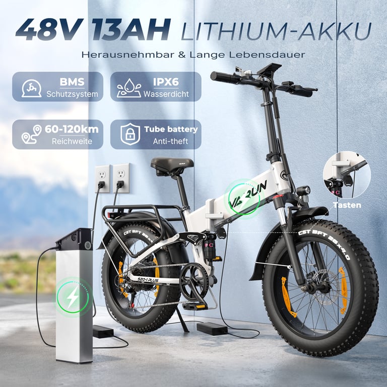 Vélo électrique pliant VARUN S20 2 tout suspendu 20 pouces avec batterie 48 V 13 Ah Neuf - vue 2