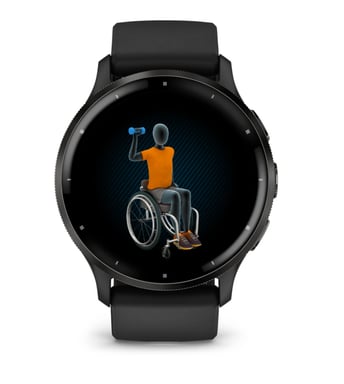 Garmin Venu 3 Wifi, Boitier noir et bracelet en silicone, Noir