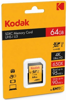 Kodak SDXC 64GB Class10 U3 memoria flash Classe 10 UHS-I (Kodak SDXC 64GB Class10 U3 UHS-I Klass)