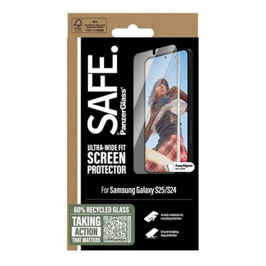 PanzerGlass SAFE. by ® Screen Protector Samsung Galaxy S25 | S24 | Ultra-Wide Fit Protection d'écran transparent 1 pièce(s)