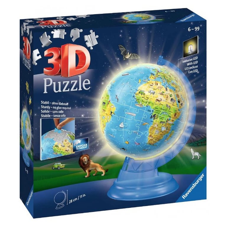 Puzzle 3D 180 pièces : Globe terrestre illuminé Ravensburger France - vue 5