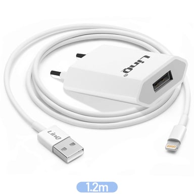 LinQ Cargador de pared para iPhone con cable Lightning Carga Rápida Blanco