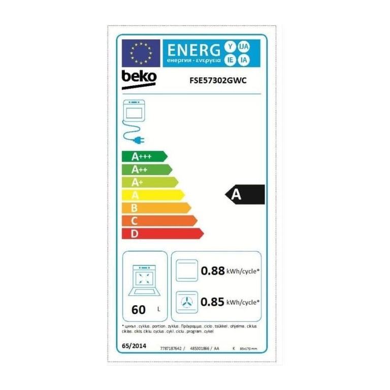Cuisinière Vitrocéramique BEKO FSE57302GWC – 4 Foyers, 60L - vue 6
