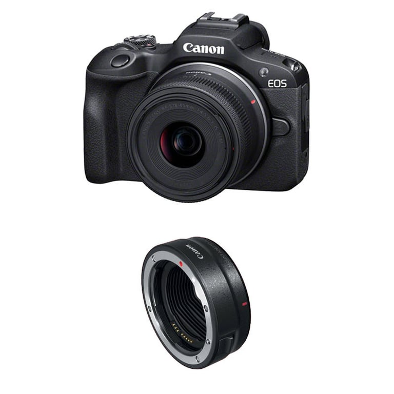 CANON EOS R100 + RF-S 18-45mm f/4.5-6.3 IS STM + Bague EF-EOS R - Neuf