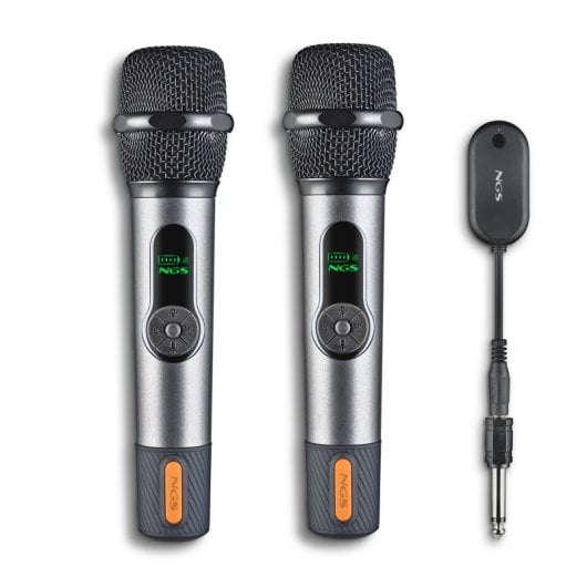 Microphone dynamique sans fil NGS 2 4 GHz avec écran batterie et double récepteur - vue 1