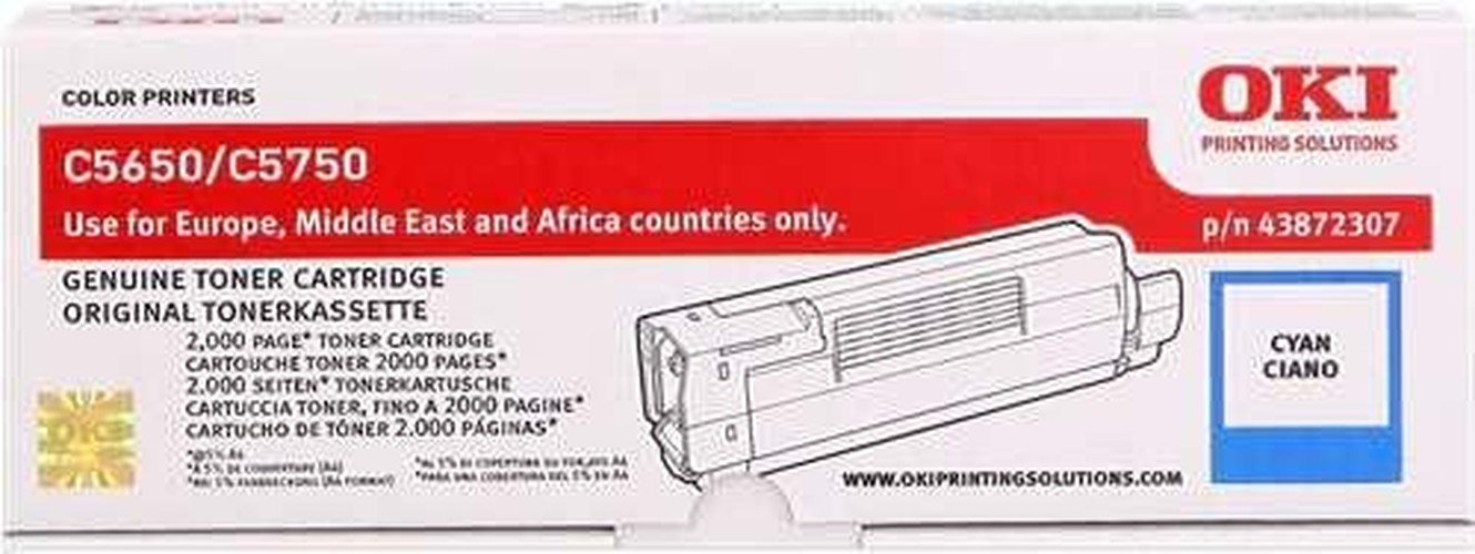 Cartouche Toner Original OKI Cian pour Imprimantes C5650C5750 - vue 2