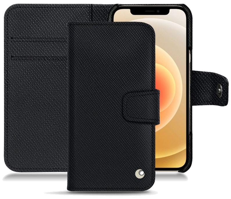 Housse cuir Apple iPhone 12 - Rabat horizontal portefeuilleNoir