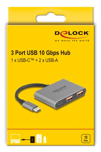 DeLOCK 64337 hub & concentrateur USB 3.2 Gen 2 3.1 Gen 2 Type C 10000 Mbit/ Neuf - vue 2