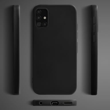 Moozy Lifestyle. Coque conçue pour Samsung A51, noire – Coque en silicone liquide avec finition mate et doublure en microfibre douce.