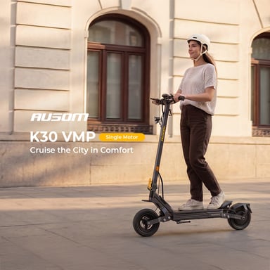 Patinete Eléctrico Ausom K30 VMP, Motor 1100W y Batería 648Wh, Autonomía 70km, Suspensión ShocFree, Bloqueo Inteligente NFC, Patinete Plegable para Adultos