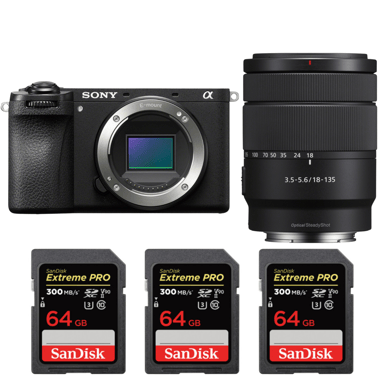 Fotocamera mirrorless Sony A6700 + 18-135mm f/3.5-5.6 OSS + 3 SanDisk 64GB Extreme PRO UHS-II + Ebook ''20 consigli per foto che colpiscono''