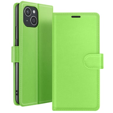 Zanaé Funda tipo cartera para Apple iPhone 15 Plus con soporte y lengüeta Verde