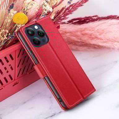 Custodia a Portafoglio per iPhone 15 Pro Funzione Supporto e Linguetta Magnetica