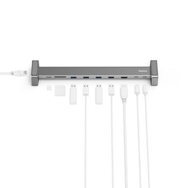 Estación de acoplamiento USB-C con pies de apoyo extraíbles, 9 puertos