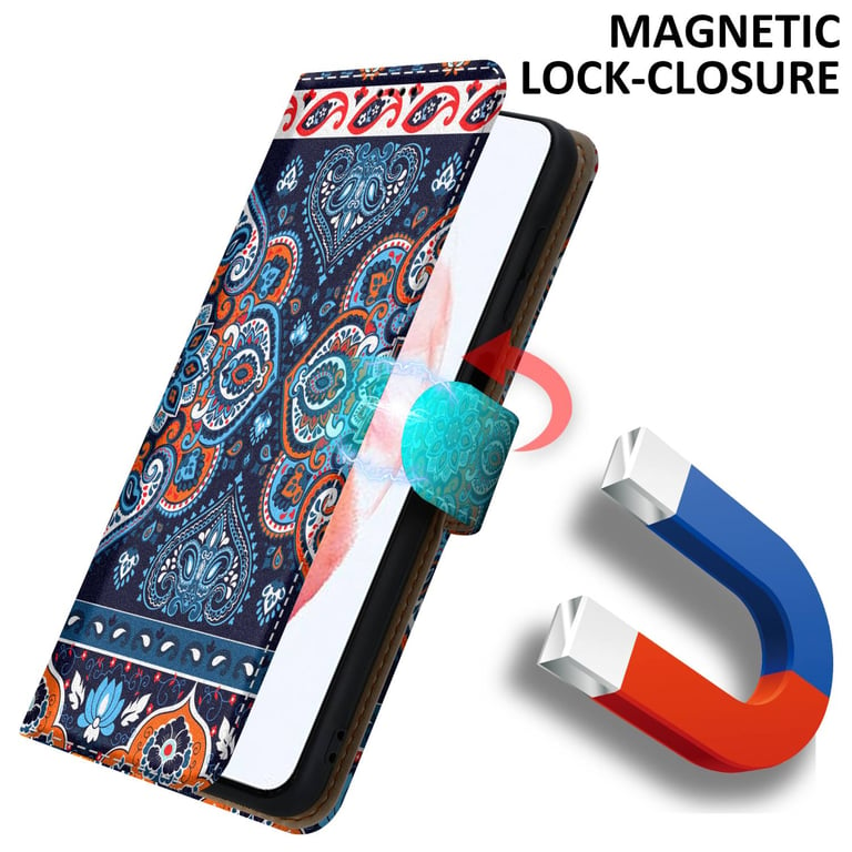 Coque pour Samsung Galaxy S22 PLUS Design Mandala Bleu No. 1 Housse de protection Étui avec fermeture magnétique, fonction de support et compartiment pour carte