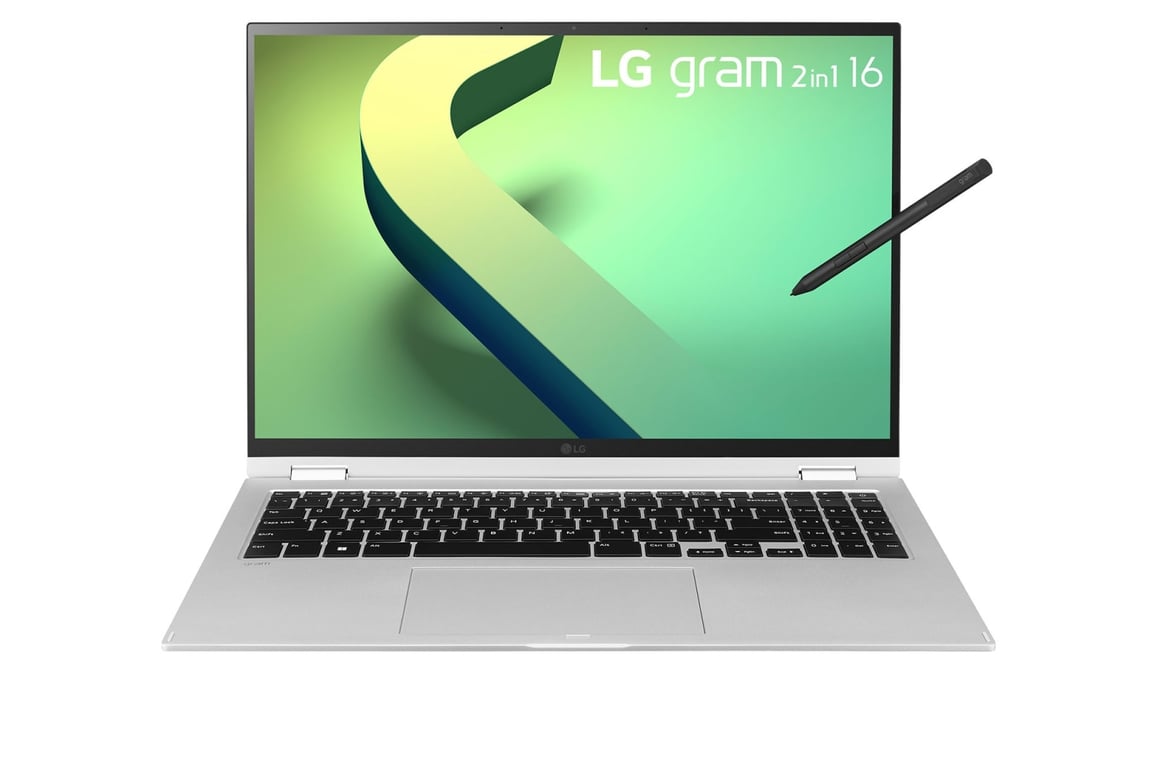 LG Gram 16T90Q Hybride (2-en-1) 40,6 cm (16) Écran tactile WQXGA Intel®  Core i7 i7-1260P 16 Go LPDDR5-SDRAM 512 Go SSD Wi-Fi 6E (802.11ax) Windows  11 Home Argent - LG
