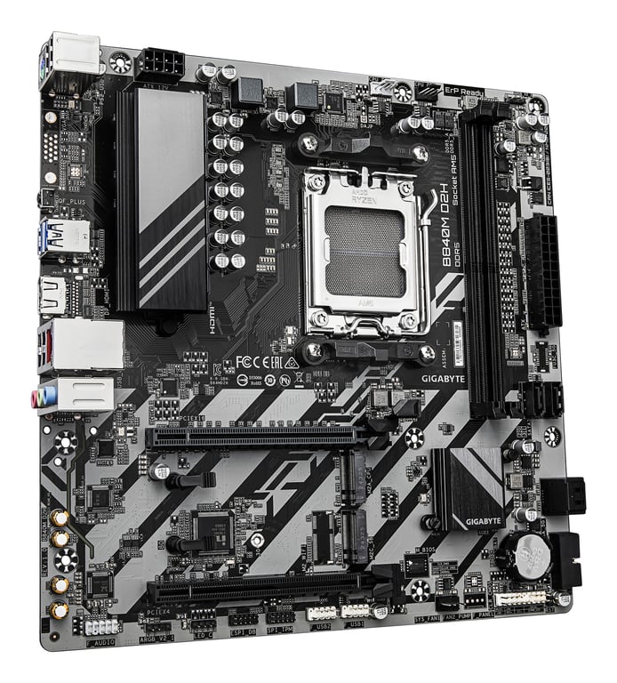 GIGABYTE B840M D2H Carte mère Processeurs AMD Ryzen 9000 VRM 5+2+2 phases jusqu'à 7600 MHz DDR5 1xPCIe 4.0 + 1xPCIe 3.0 .2 LAN 2.5GbE USB 3.2 Gen 1 Neuf - vue 3