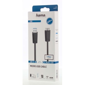 Hama 00200626 Cavo USB 0,75 m Micro-USB A USB A Nero
