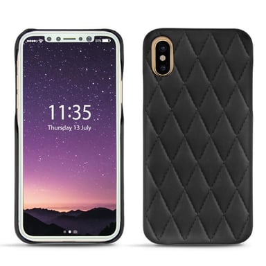 Coque cuir Apple iPhone Xs -  - Noir - Cuir lisse couture