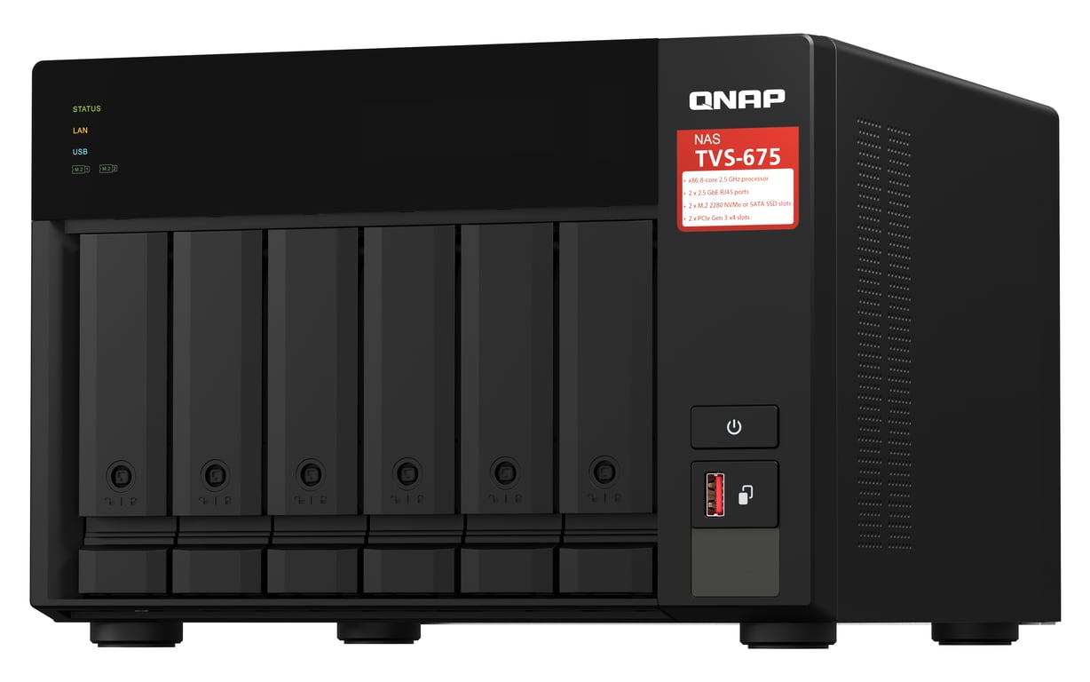 QNAP TVS 675 NAS Tower ZhaoXin KaiXian KX 6000 KX U6580 8 Go DDR4 0 To QuTS hero Neuf - vue 2