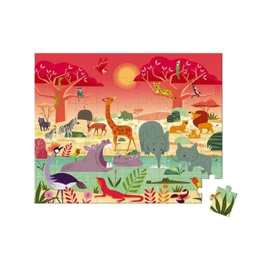 Puzzle de animales de la sabana - 54 piezas en cartón ecológico