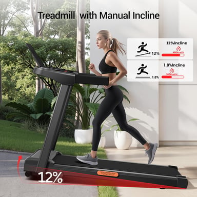 ROBORE SF10 Cinta de Correr con Inclinación 12%, Cinta de Correr Eléctrica 12KM/H, Cinta de Correr Plegable para el Hogar con Motor 3.0 HP y Pantalla LED, Carga Máxima 136KG