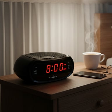 Nedis Despertador Digital LED AM / FM Doble Alarma con Función Snooze Negro