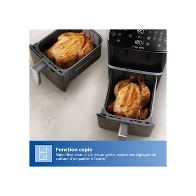 Airfryer Philips Série 4000 Vertical Duo NA461/00 Sans huile 10 L double panier 2750 W Noir