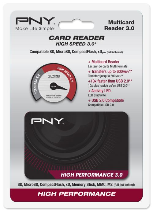 PNY High Performance Reader 3.0 lecteur de carte mémoire USB 3.2 Gen 1 3.1 Gen 1 Neuf - vue 1