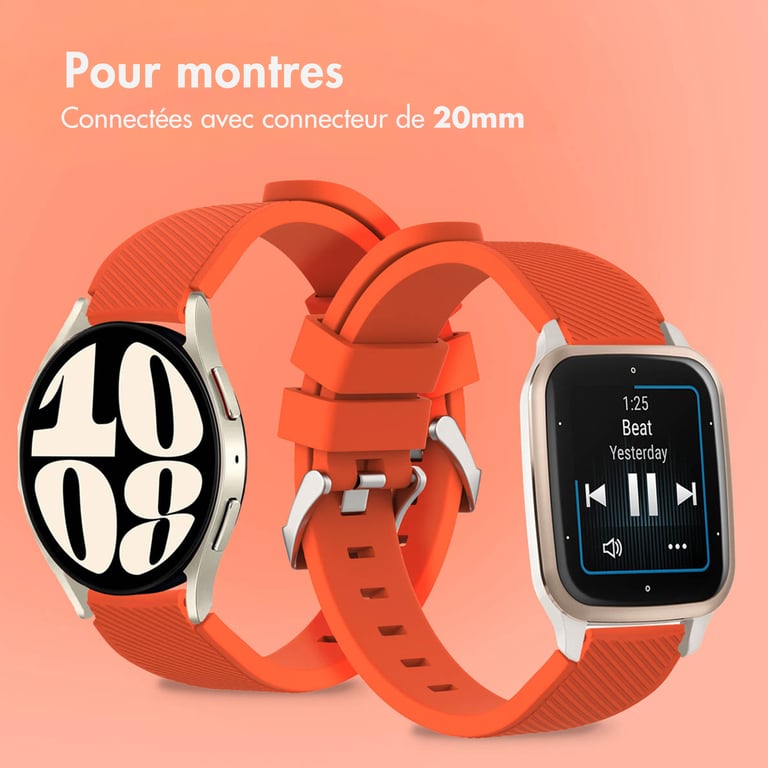 imoshion Bracelet en silicone flexible - Connexion universelle 20 mm - Orange - Neuf