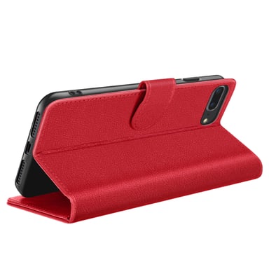 Étui Portefeuille pour iPhone 8 Plus / 7 Plus Support et Languette Magnétique Rouge