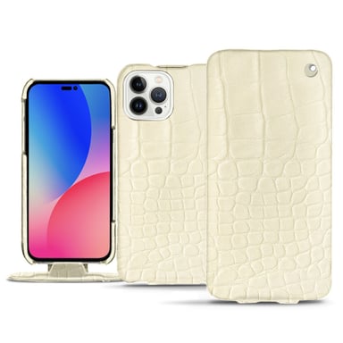 Housse cuir Apple iPhone 14 Pro Max -  - Blanc - Cuir Abaca