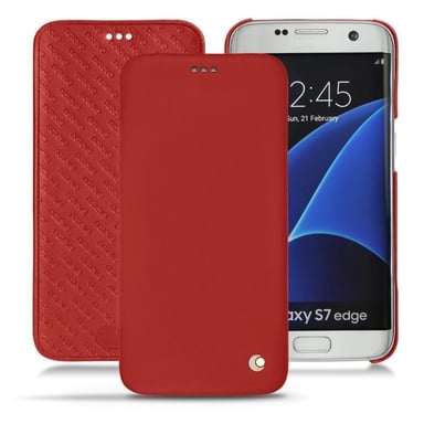 Housse cuir Samsung Galaxy S7 Edge - Rabat horizontal - Rouge - Cuir lisse