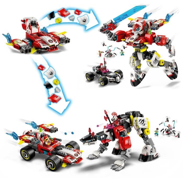 DREAMZzz 71497 Robot-tigre de Cooper et bolide de Zero - Jouet de construction 3-en-1 - Neuf