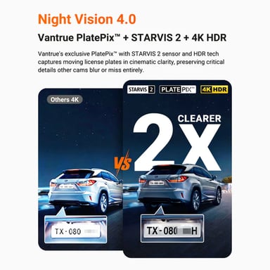 Dashcam VANTRUE N4 Pro S 4K Triple Canal con GPS, Visión Nocturna IR, Vigilancia 24h, Wi-Fi 5GHz y LTE Opcional