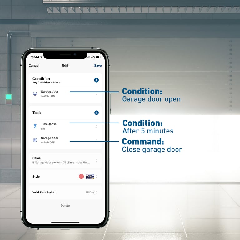 Kit de control de puerta de garaje WiFi Tellur, blanco