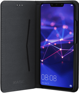 Funda plegable con ranura para tarjetas y soporte para Huawei Mate 20 Lite , Negro