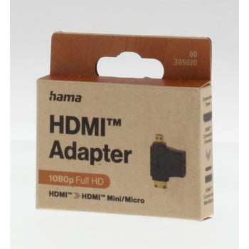 Adaptador HDMI, clavija hembra. Conector macho Tipo A - Tipo C (mini)/D (micro), chapado en oro.