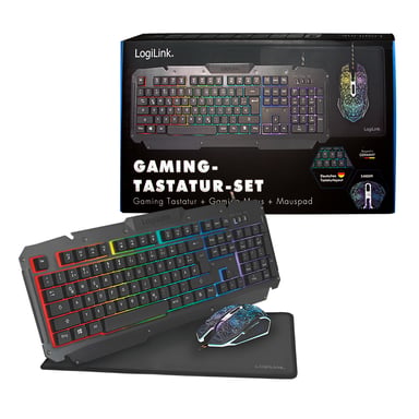 LogiLink ID0185 clavier Souris incluse Gaming USB QWERTY Anglais Noir