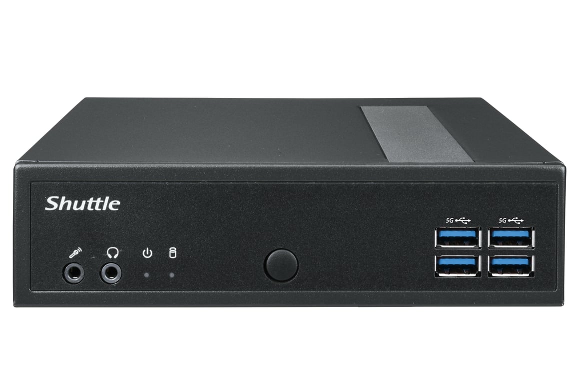 Shuttle XPC slim Barebone DL30N, Intel N100, 1x DDR5, 2x LAN (2x 2,5Gbit), 2xCOM,1xHDMI,1xDP, 1x VGA, senza ventola, funzionamento 24/7