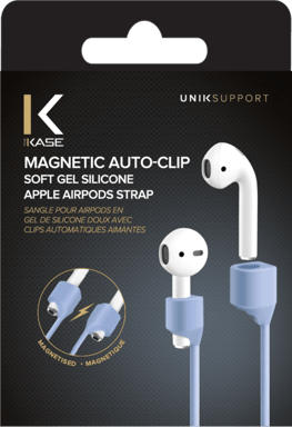 Sangle en gel de silicone doux avec clips aimantés pour AirPods/ AirPods Pro, Bleu Lilas